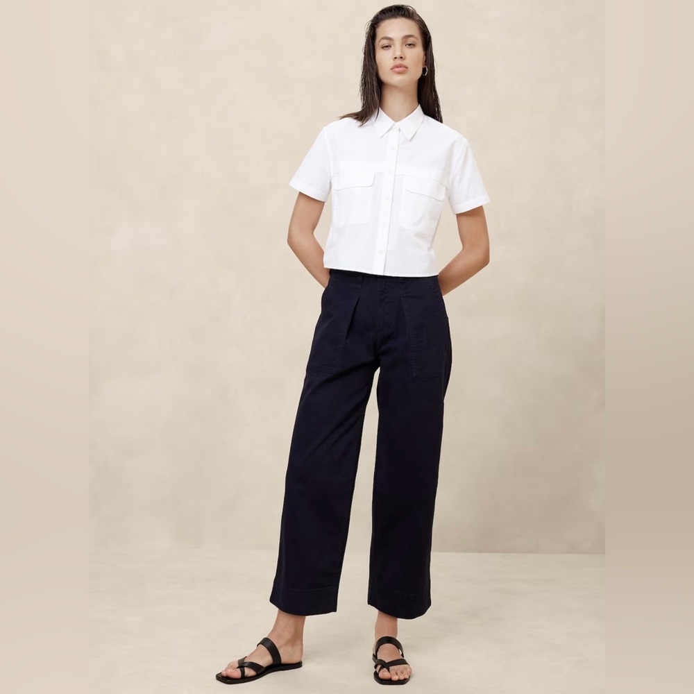 Banana Republic‎ Authentic Chino Barrel Pant Women’s Size 12 Preppy Navy